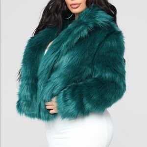 Teal fur Coat